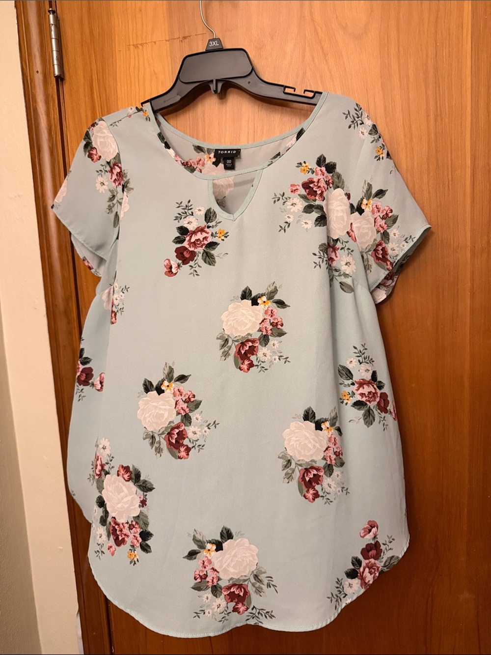 torrid Pale Blue Floral Keyhole Blouse